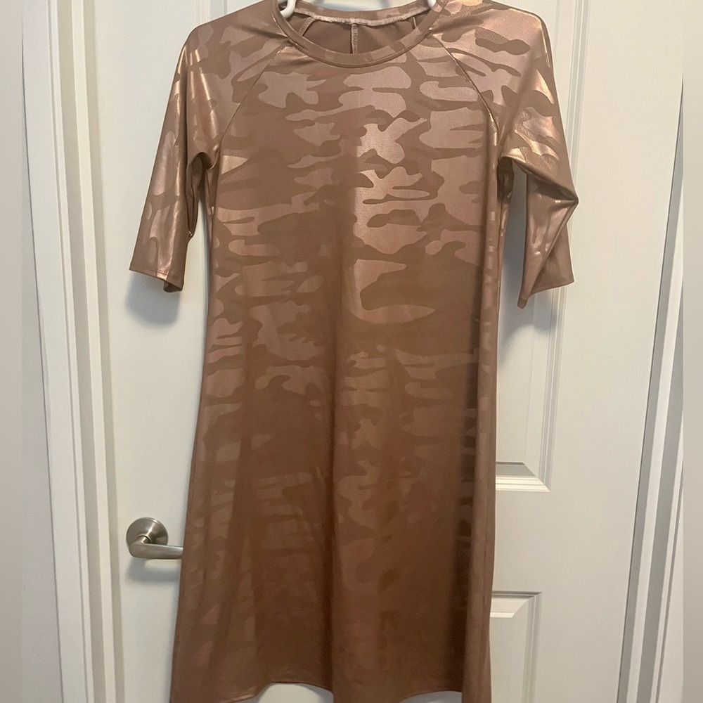 Camo swim dress rose gold